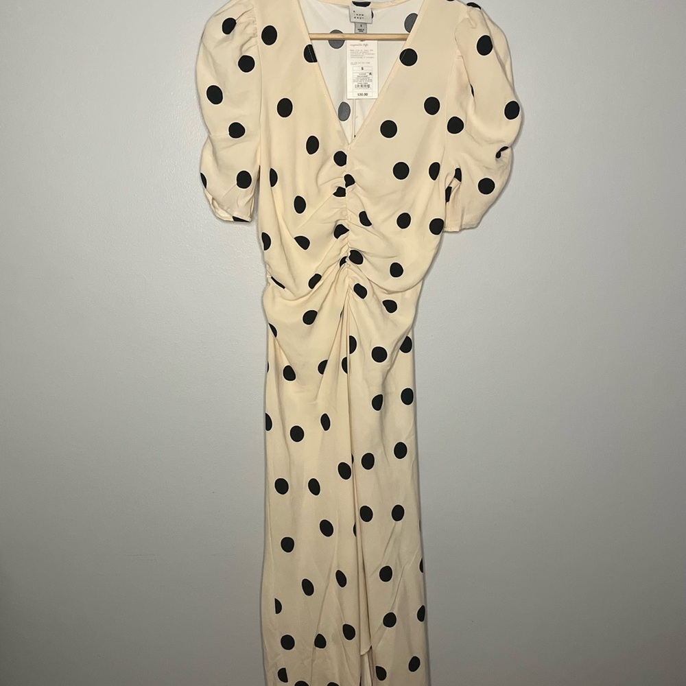 a new day Cream and Black Polka Dot Maxi Dress